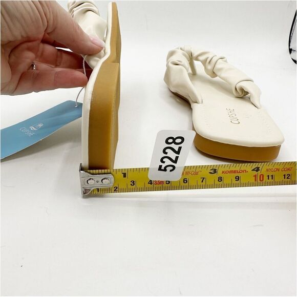 Y2K Cream Ruched Flip Flop Flat Slip-On Sandals New US 8 EUR 38 - Picture 11 of 12